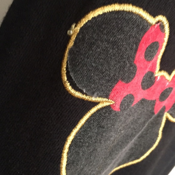 Disney Girls Pants L Black Mickey Embroidered Gold outline Elastic Waistband - Picture 4 of 8